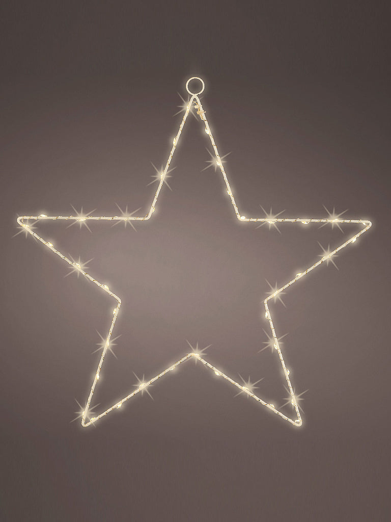 58cm Micro LED Silver Star with 50 Warm White Lights
