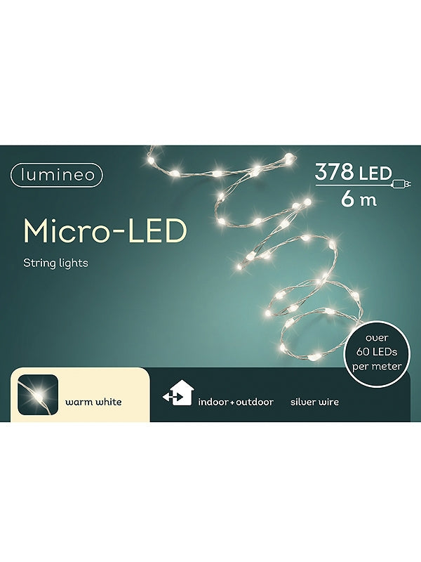 378 Micro LED Extra Bright String Light - Warm White with Silver Cable