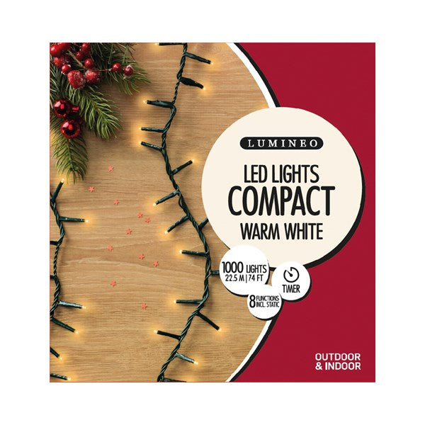 1000 LED Compact Twinkle Christmas Lights - Warm White