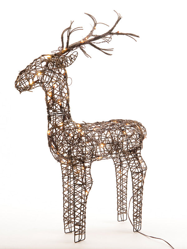 69cm Brown Wicker Reindeer with 48 Warm White LEDs