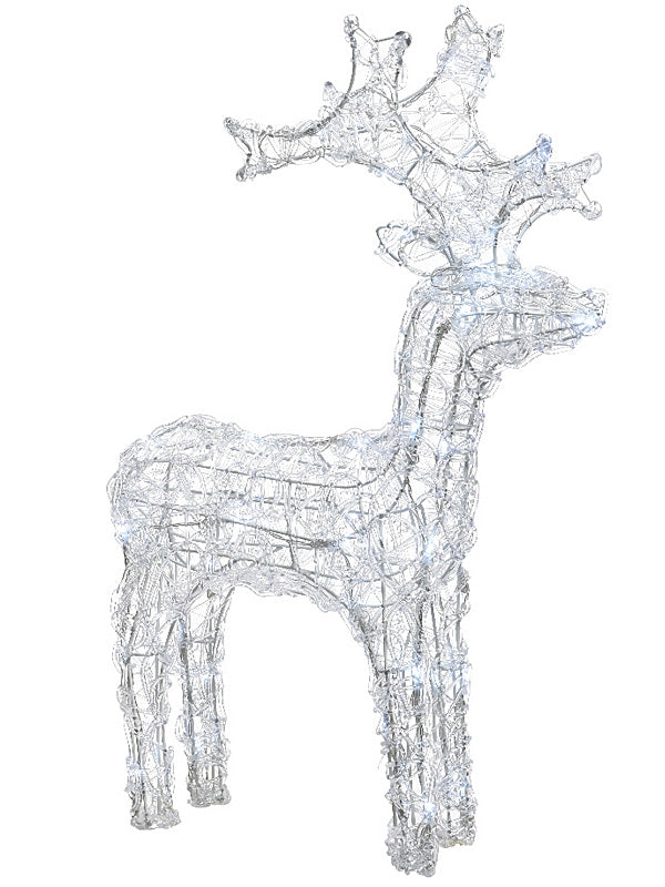 90cm Acrylic Reindeer With Flashing LED's - White