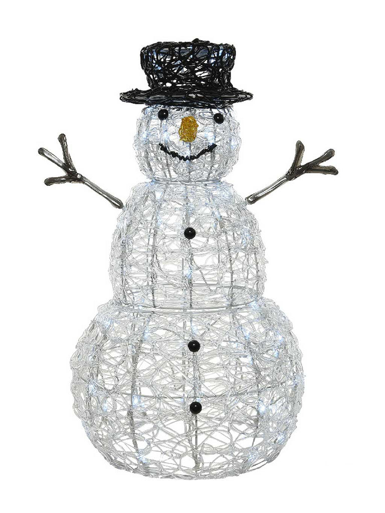 60cm LED Acrylic Flashing Snowman - White