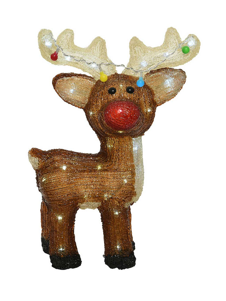 47cm Acrylic Outdoor Reindeer with Red Nose & 48 LEDs