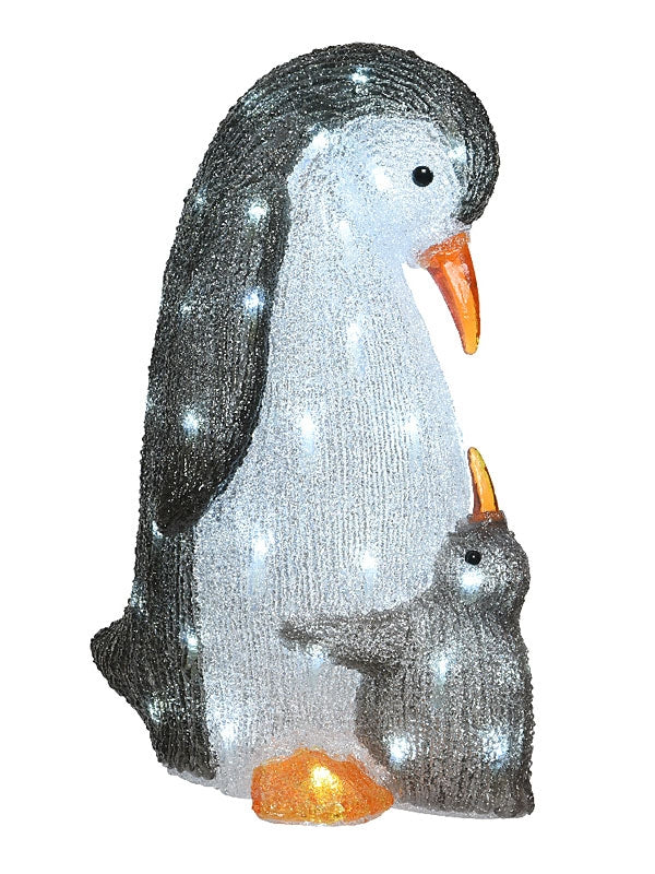 47cm Acrylic Mother And Baby Penguin