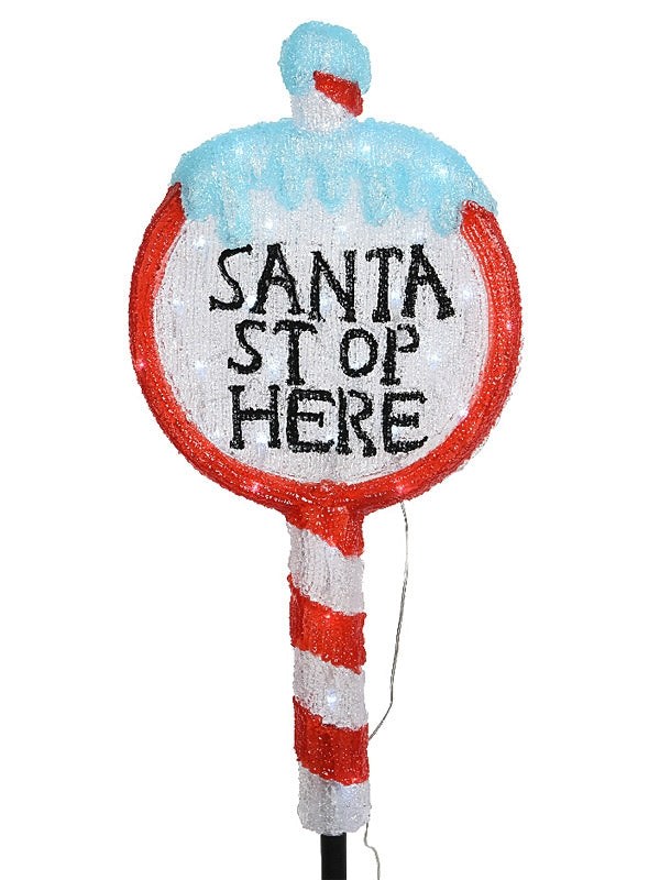 67cm Acrylic Santa Stop Here Sign