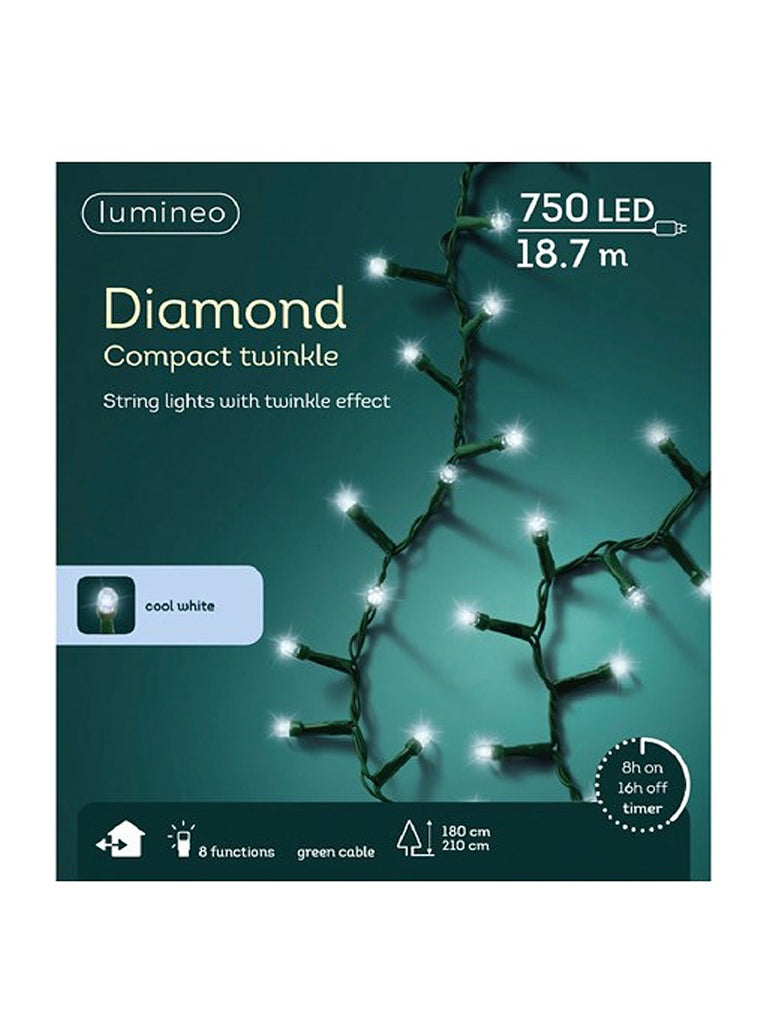 750 LED Diamond Compact Twinkle Lights - White