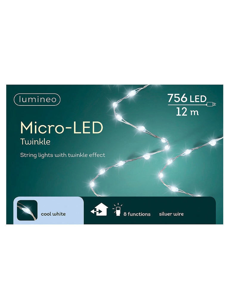 756 Micro LED Multi-function Twinkle Extra Dense String Lights - White