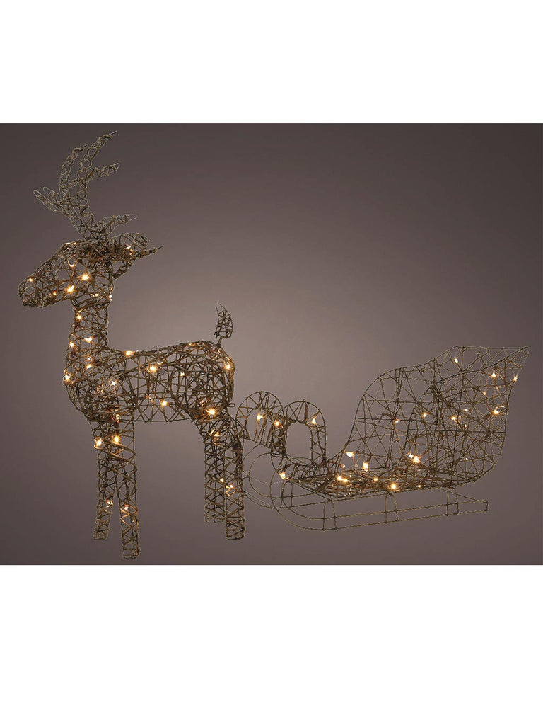 72cm LED Wicker Deer with Sleigh