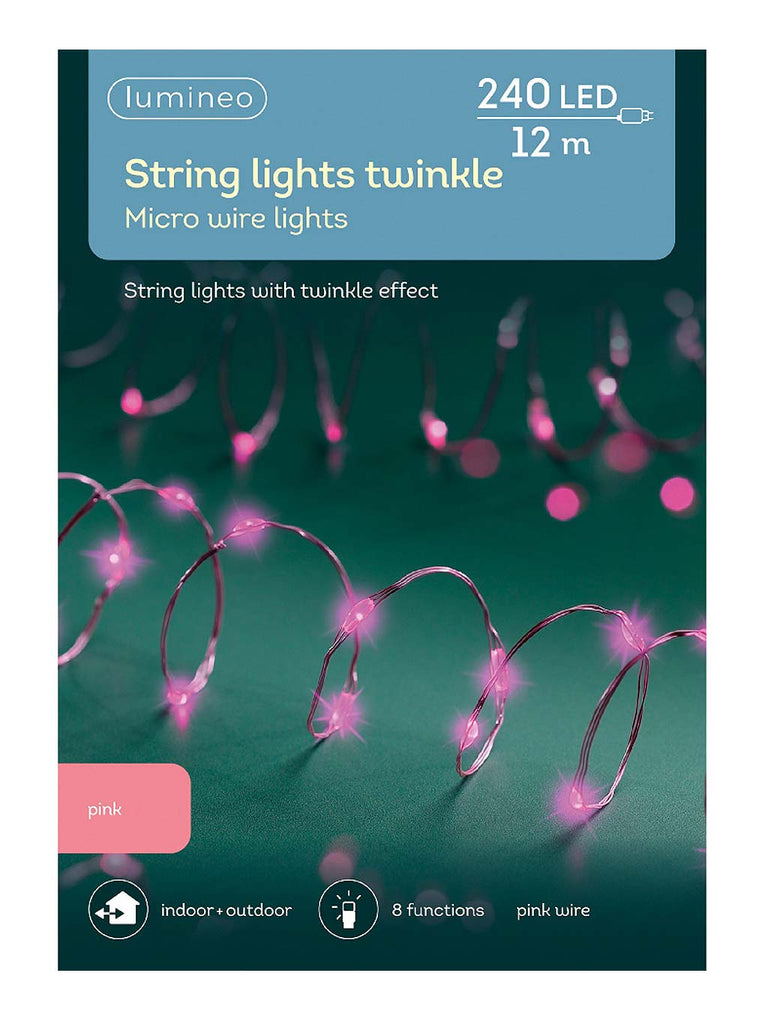 240 Micro LED Multi-function Twinkle String Lights - Pink