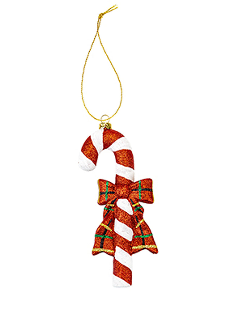 Hand Painted Check Candy Cane Decoration