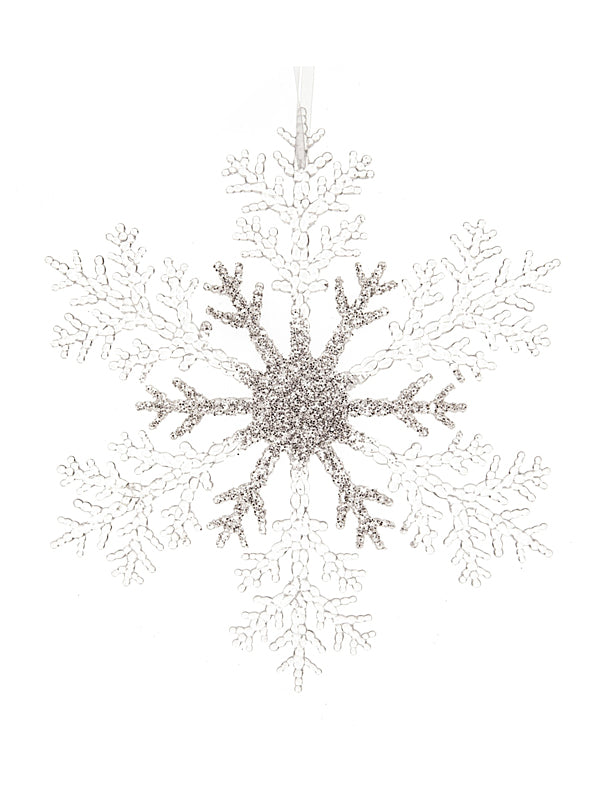 21cm Snowflake Decoration - Transparent/Silver
