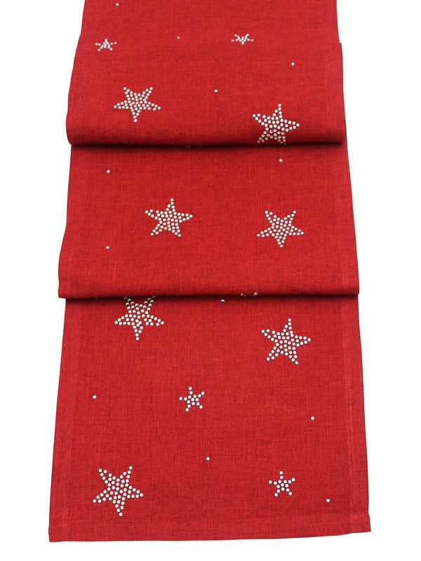 Destiny 13” x 70” Table Runner - Red-Silver