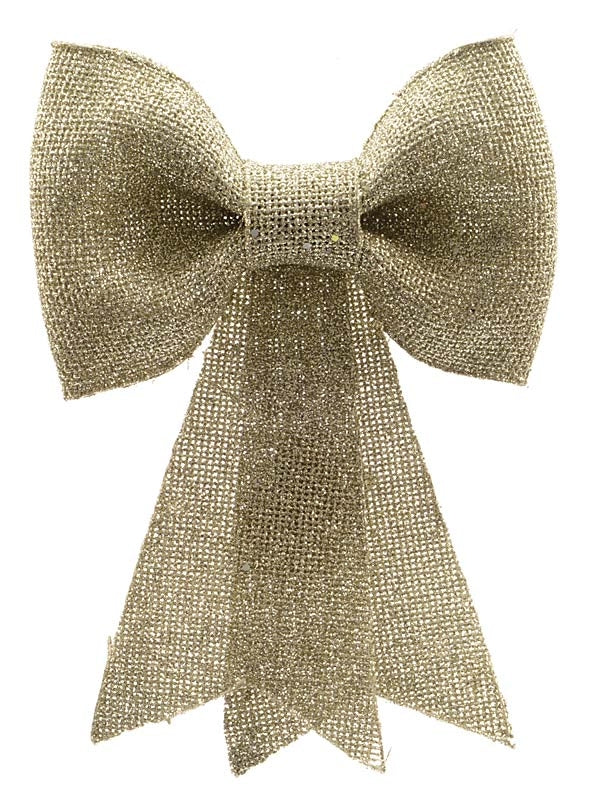 40cm Glitter Bow with Hanger - Gold