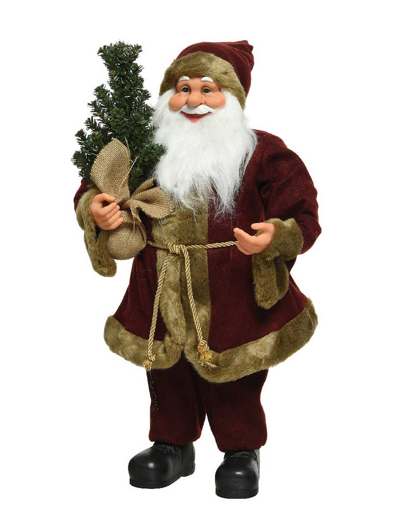 Oxblood Santa Plush Holding a Christmas Tree