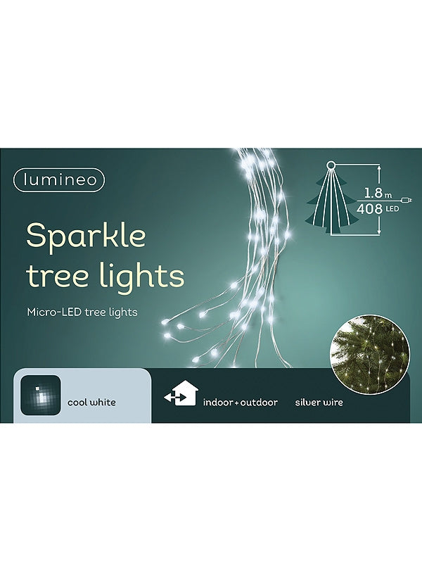 408 Micro LED Tree Lights With Silver Cable White Seasons Christmas Outlet