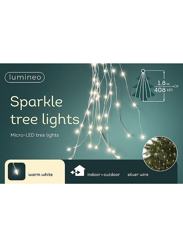 408 Micro LED Tree Lights With Silver Cable - Warm White