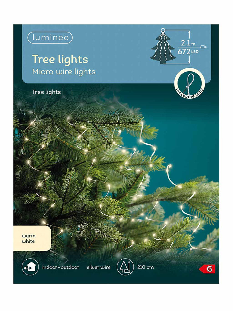 672 LED Micro Tree Lights With Silver Wire -  Warm White