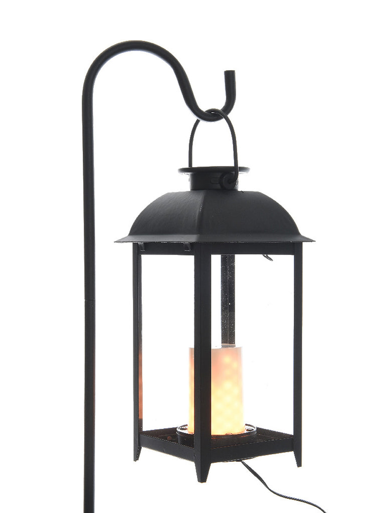 Metal Lantern With Stake And Flame Effect