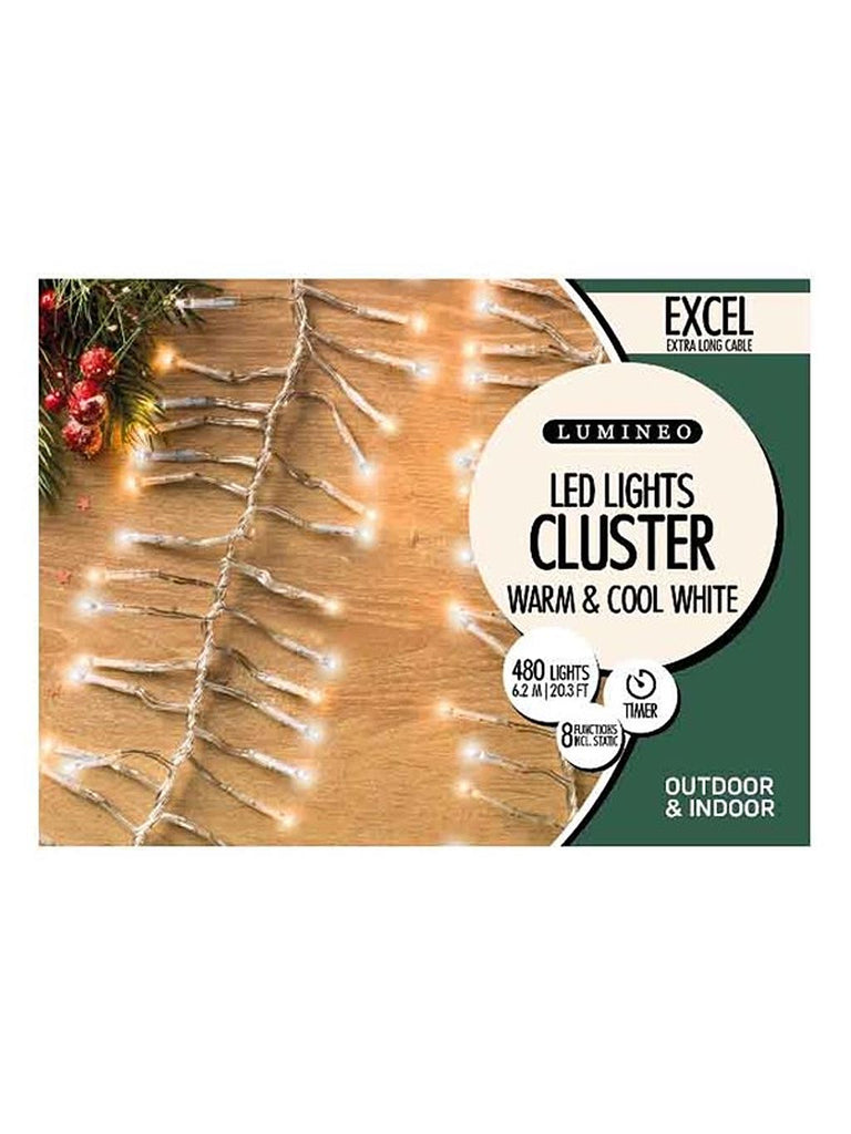 480 LED Twinkle Cluster Lights - Warm White/White Mix