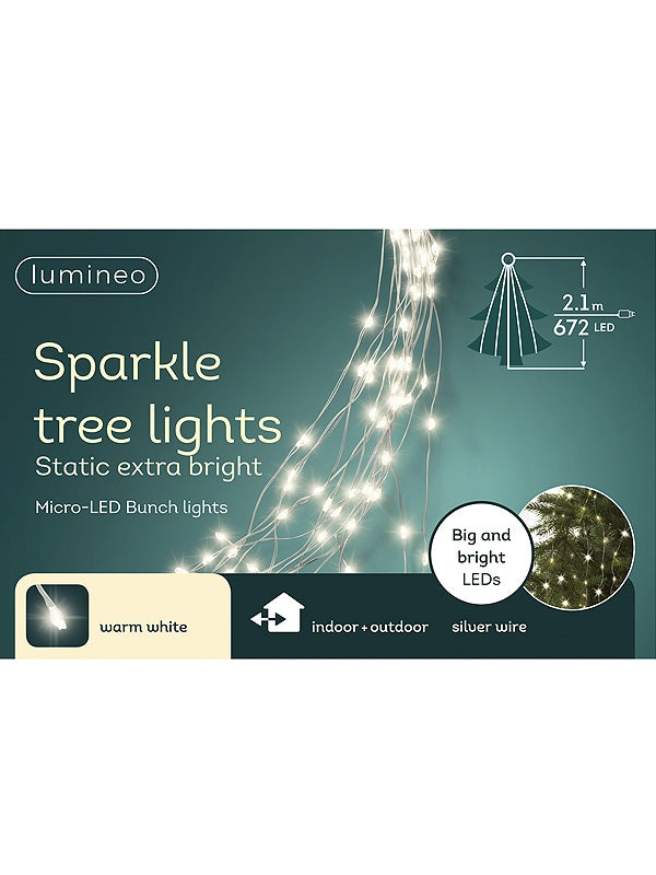 672 Sparkle LED Tree Lights - Warm White - Big Bulb