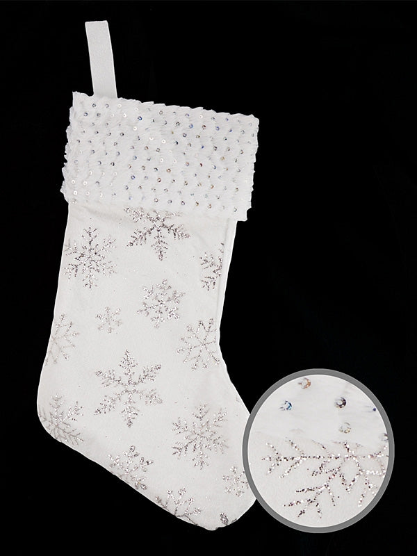 45cm Cream Snowflake Velvet Stocking