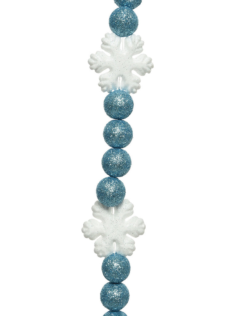 2.4M Snowflake Foam Bead Garland - Blue & White