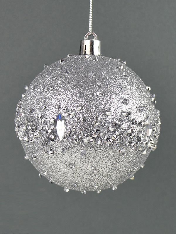 8cm Glam Rock Bauble - Silver