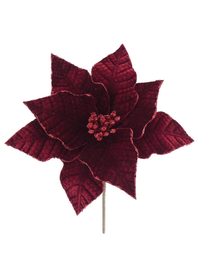 22cm Classic Velvet Poinsettia - Red Wine