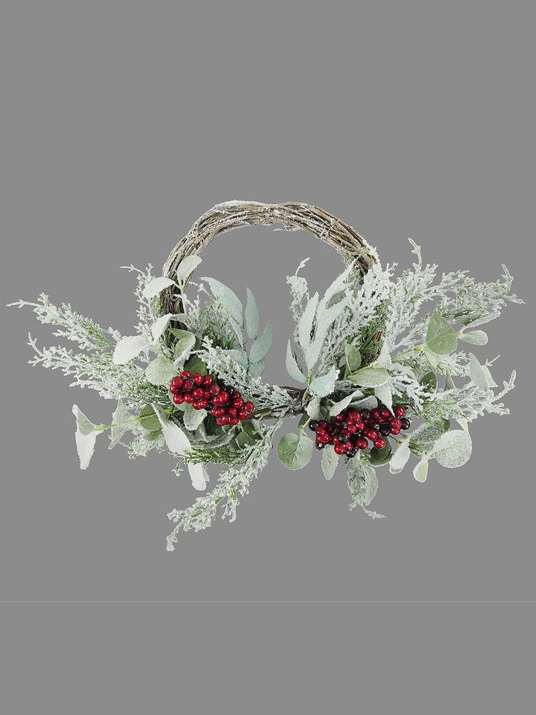 50cm Frosted Eucalyptus & Red Berry Wreath