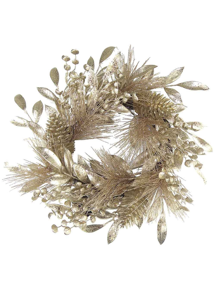 50cm Modern Metallic Wreath - Champagne