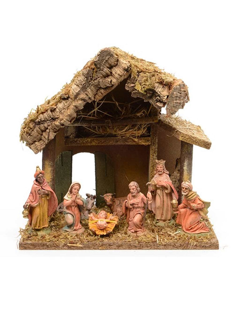 26cm Nativity House with 8 x 10cm Figures