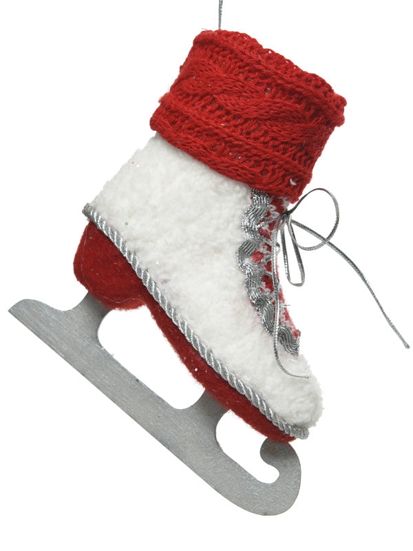 12cm Red And White Ice Skate with Glitter