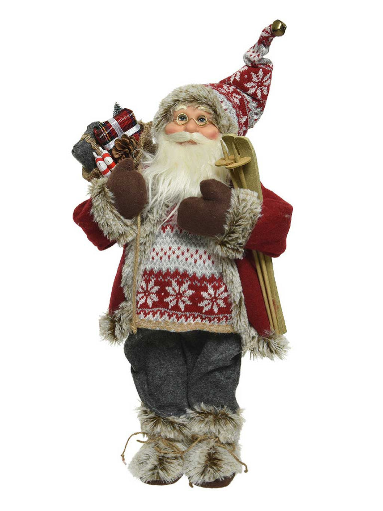 60cm Santa Plush With Ski And Pine cone