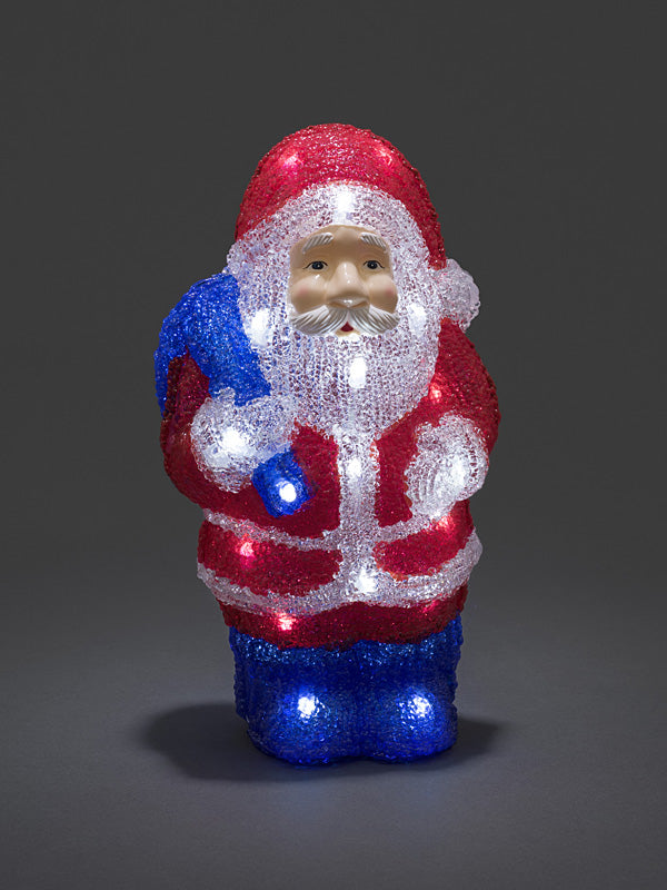 30cm Battery Operated Acrylic Santa with Sack