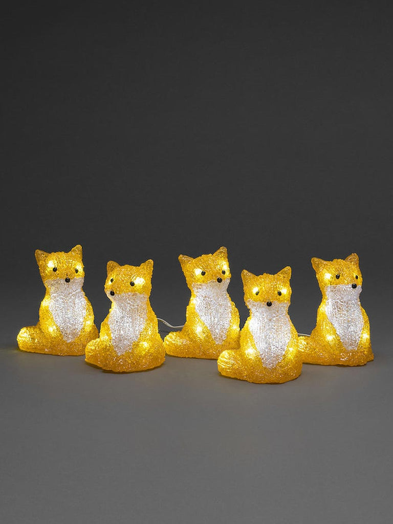Set of 5 LED Acrylic Foxes