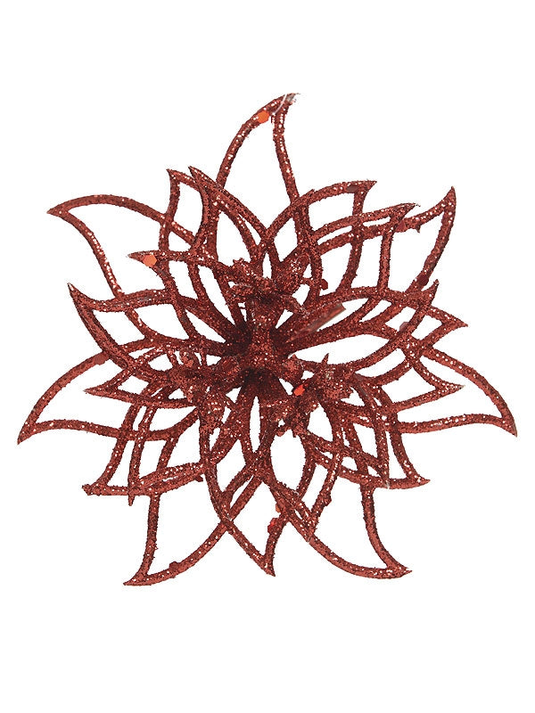 14cm Plastic Flower On Clip - Red