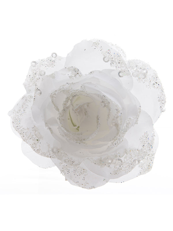 14cm Clip On Rose - Winter White
