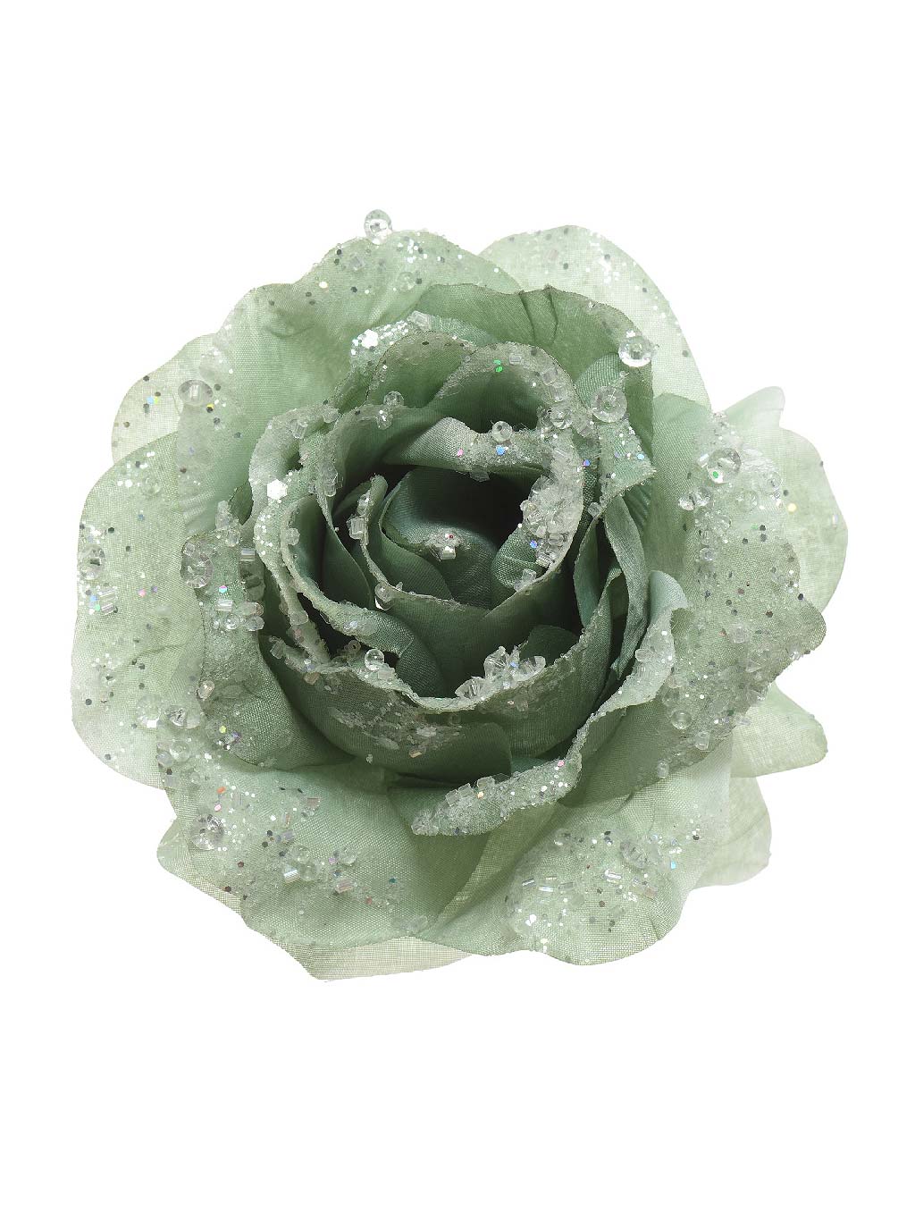 14cm Rose On Clip with Glitter - Green – Seasons Christmas Outlet