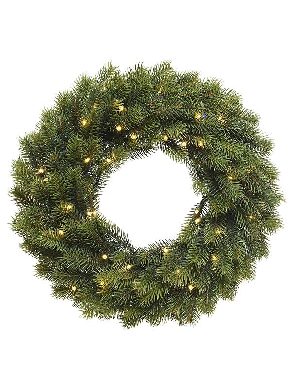 40cm PE Pre-Lit Battery Operated Outdoor Wreath - Warm White
