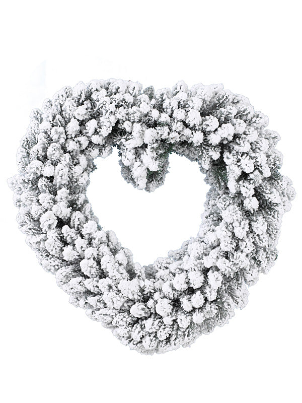 50cm Snowy Heart Christmas Wreath