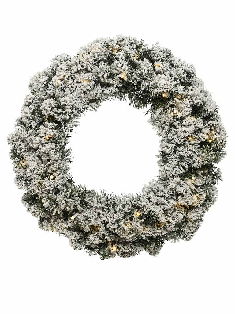 50cm Snowy Imperial Wreath with 40 LEDs - Battery Operated