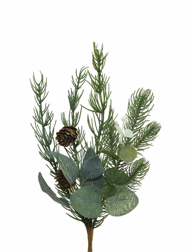 32cm Eucalyptus PE Spray with Pinecones