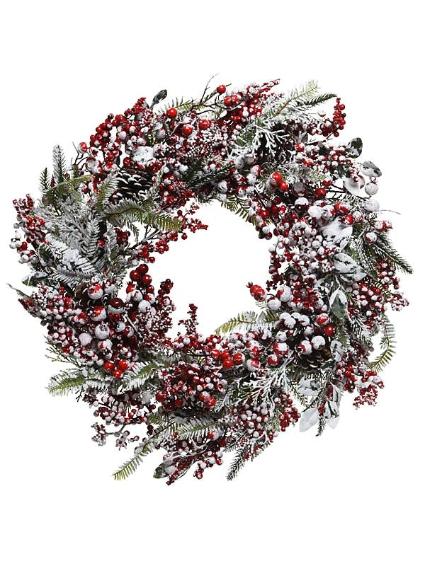 Egolot 22 Inch Christmas Berry Wreath - Red Berry Farmhouse Wreath For Front Door & Indoor Holiday Decor