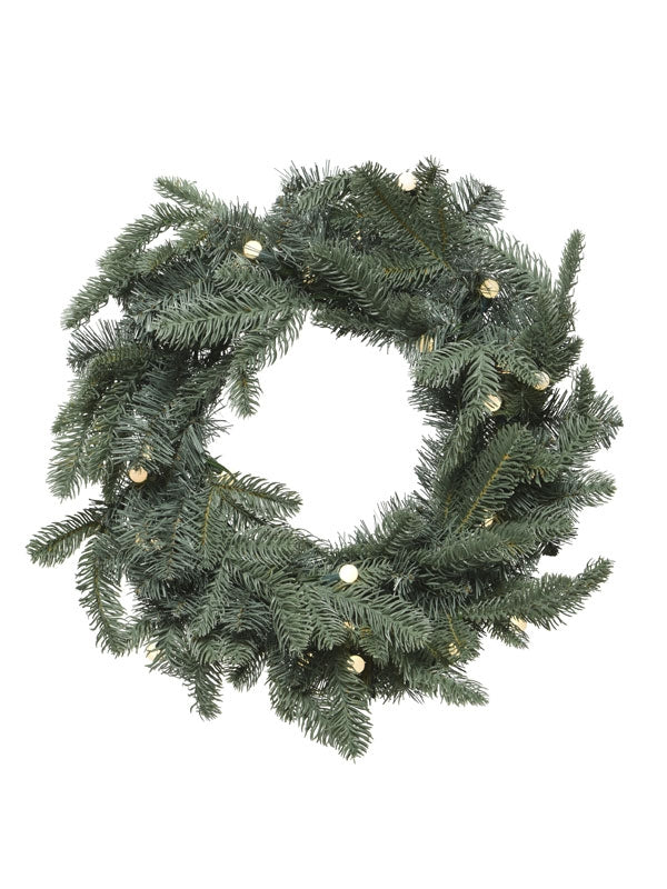 50cm Pre-Lit Wreath With Baubles