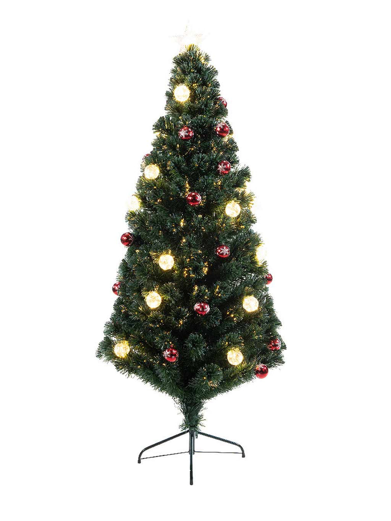 3ft Londen Fibre Optic Tree with Red And clear Baubles and 101 Warm White LEDs