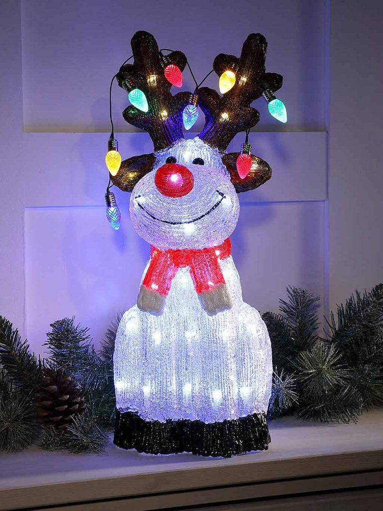 54cm Acrylic Reindeer with String Lights