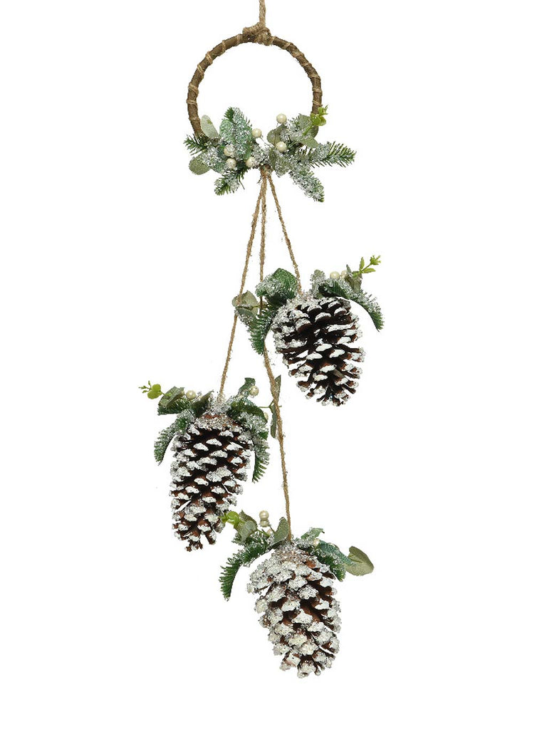 61cm Pinecone Hanger with Leaves & Berries