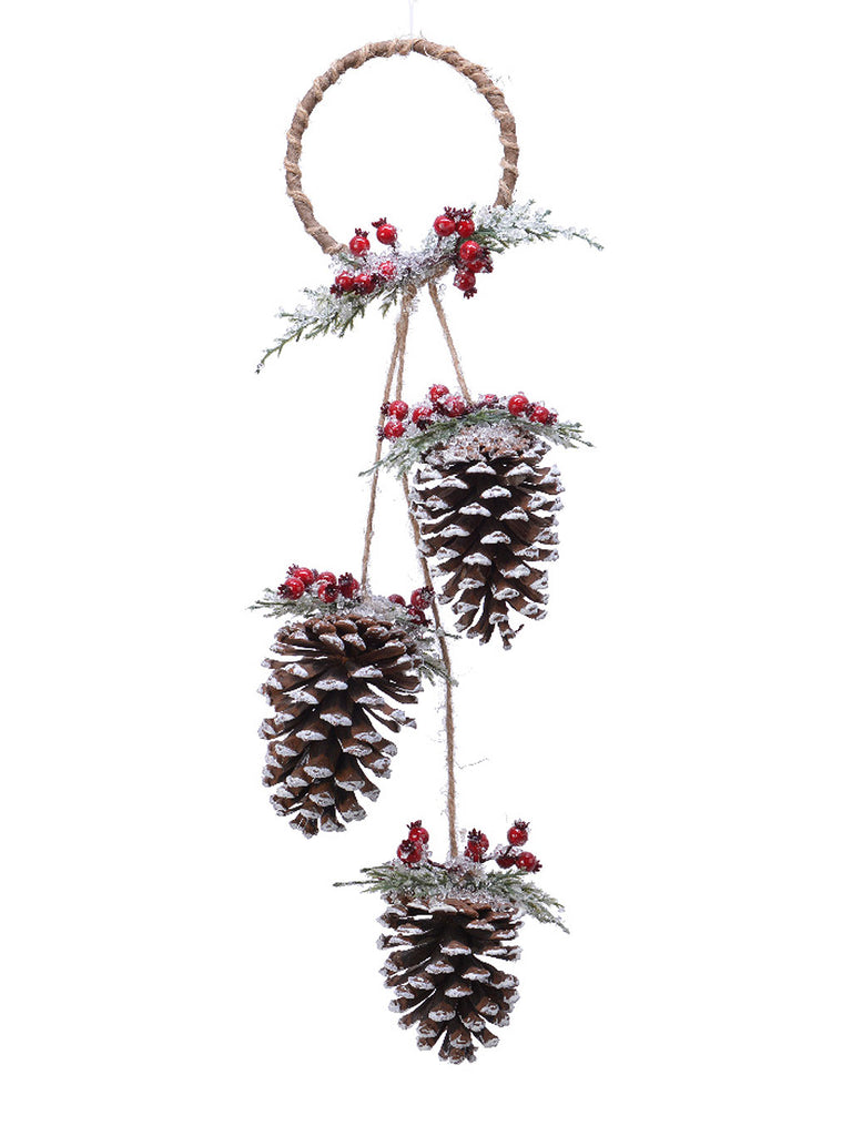 60cm Pinecone Hanger with Berries