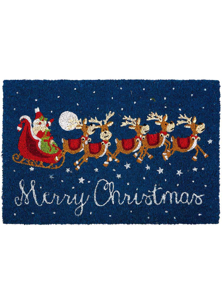 40 x 60cm Natural Door Mat - Santa Sleigh Design