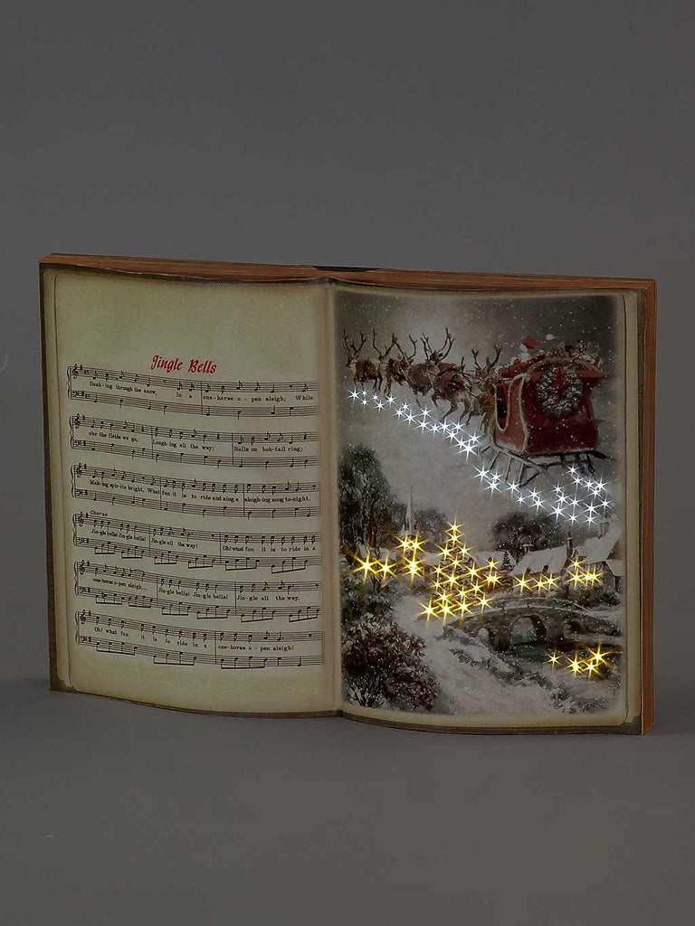 Fibre Optic 35 x 25cm Book Canvas w/Music & Santa's Sleigh Flying